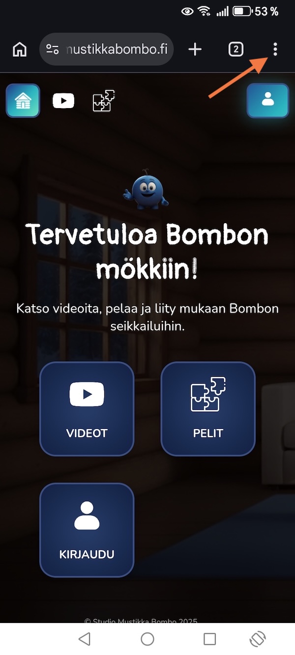 Android browser menu three dots