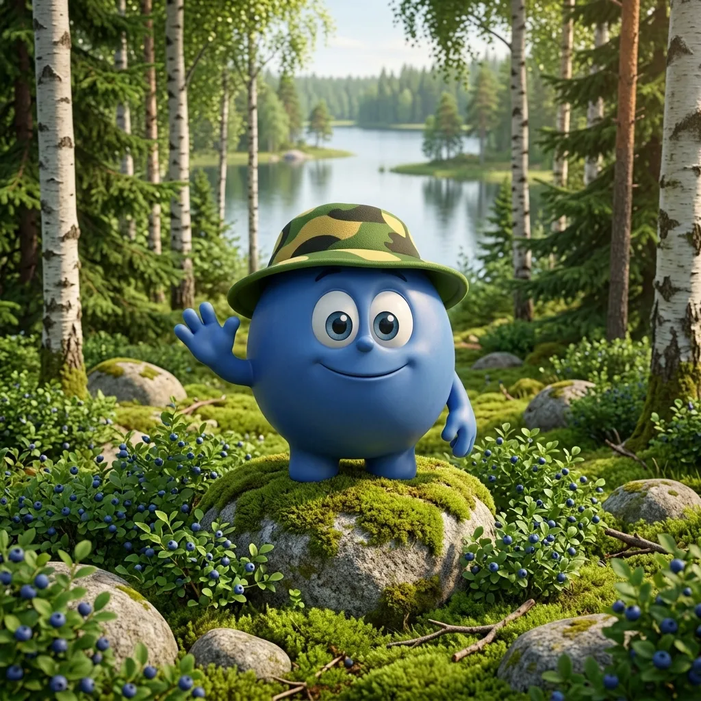 Blueberry Bombo in a Finnish forest by a lake