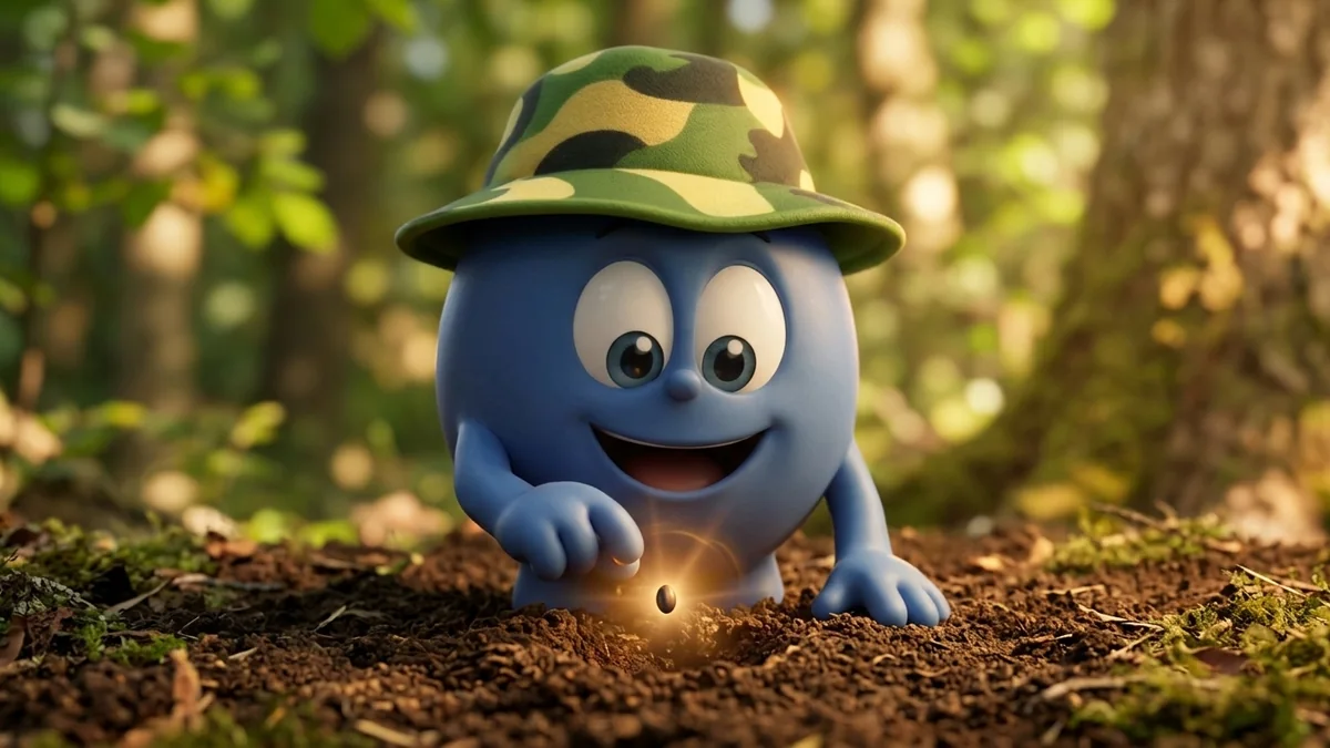Bombo plants a glowing seed in the forest floor